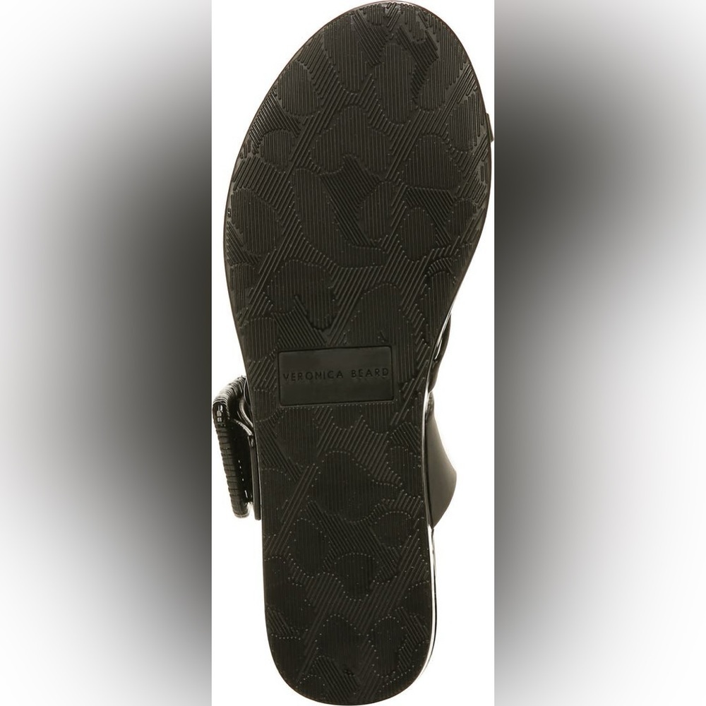 Veronica Beard Black Salva Jelly Buckle Slide Sandals Patent Vacation Resort 6 - Picture 8 of 8